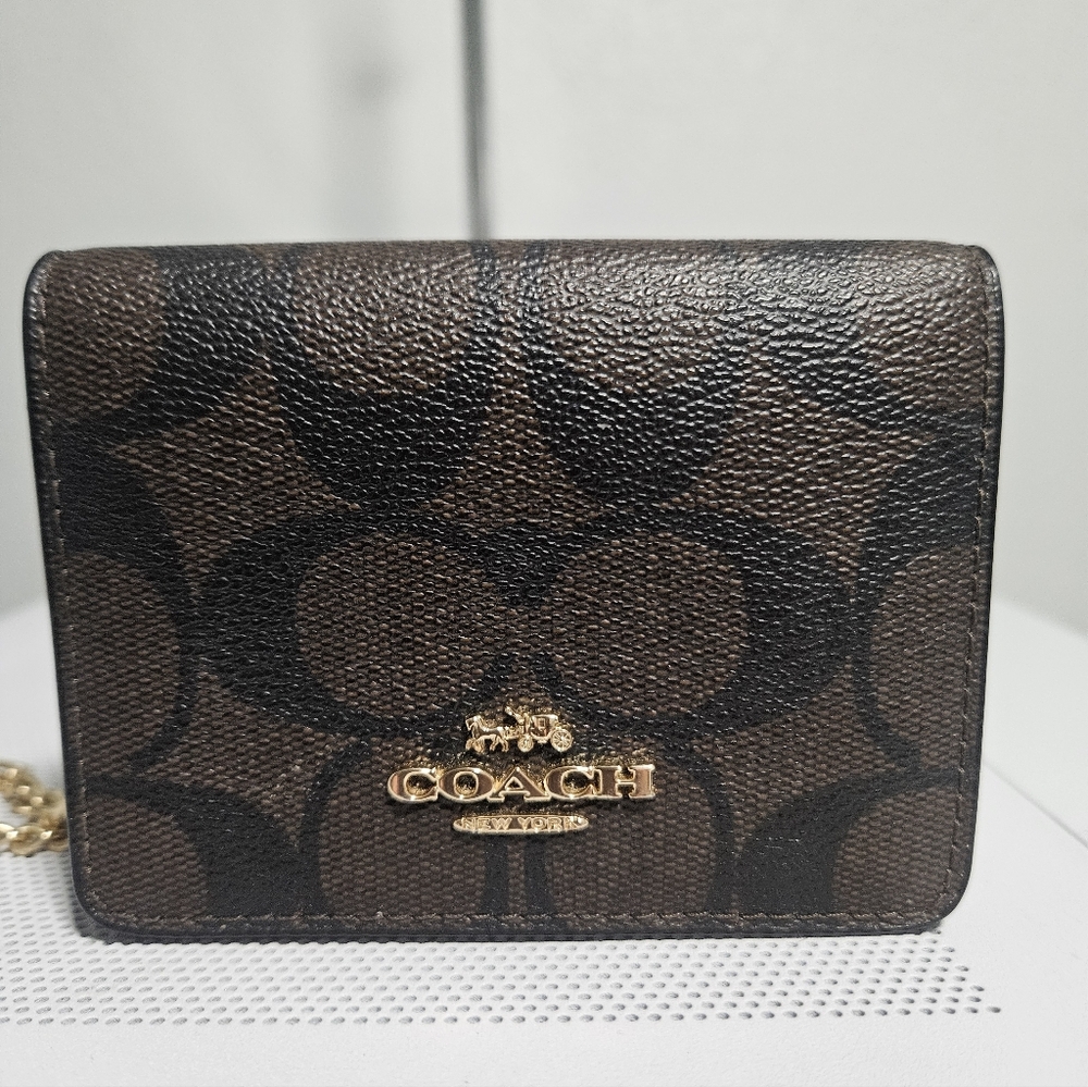 Coach Mini Wallet On A Chain In Signature Canvas - Picture 7 of 9